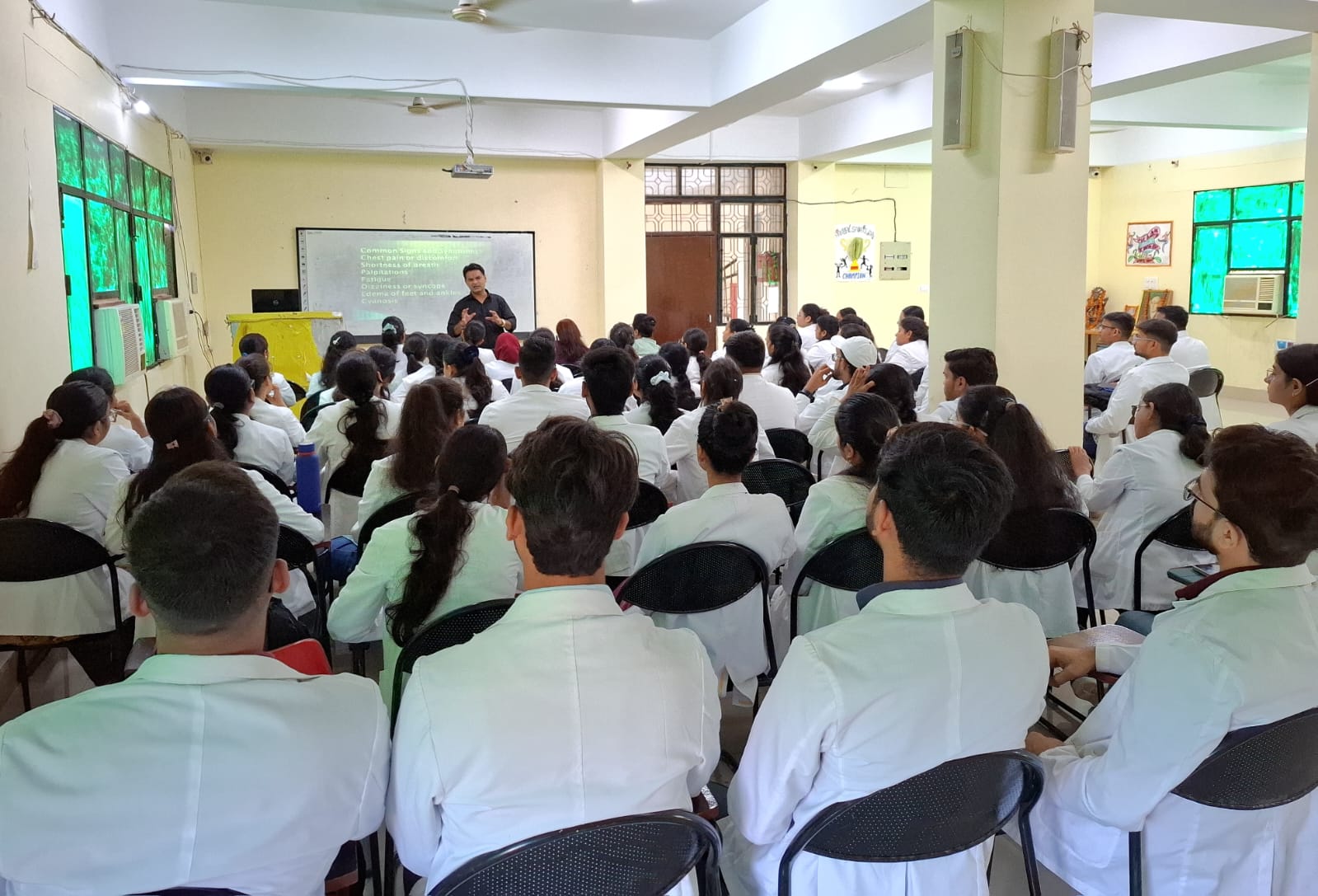 <p>Seminar Organised on WORLD HEART DAY to Raise Awareness About Cardiovascular Diseases</p>

<p>Prayagraj, 29 September 2026: On the occasion of World Heart Day, a seminar on &ldquo;Cardiovascular Diseases&rdquo; was organised by the Department of Pathology at State Lal Bahadur Shastri Homoeopathic Medical College and Hospital, Prayagraj, with the objective of creating awareness among students and faculty about the prevention, diagnosis and management of heart diseases.</p>

<p>Prof. & HOD, Department of Pathology, Dr. R.K. Bishwas, delivered an informative presentation on the causes, pathology and investigations of cardiovascular diseases, with special emphasis on Coronary Artery Disease (CAD) and Acute Myocardial Infarction (AMI). He explained the pathological changes, risk factors and importance of timely investigations in the diagnosis of heart diseases.</p>

<p>Prof. & HOD, Department of Practice of Medicine (POM), Dr. Nutan Sharma, discussed the management and prevention of cardiovascular diseases. She highlighted the importance of early recognition, appropriate clinical management and preventive measures, including healthy lifestyle practices and control of modifiable risk factors.</p>

<p>The seminar provided an important academic platform for students to understand cardiovascular diseases from both pathological and clinical perspectives and emphasised the significance of prevention, early diagnosis and timely management for reducing the burden of heart disease.</p>

<p>Principal Prof. Dr Anil Mishra also gave a message to encouraging students and the community to adopt heart-healthy lifestyle practices and spread awareness about cardiovascular health.</p>